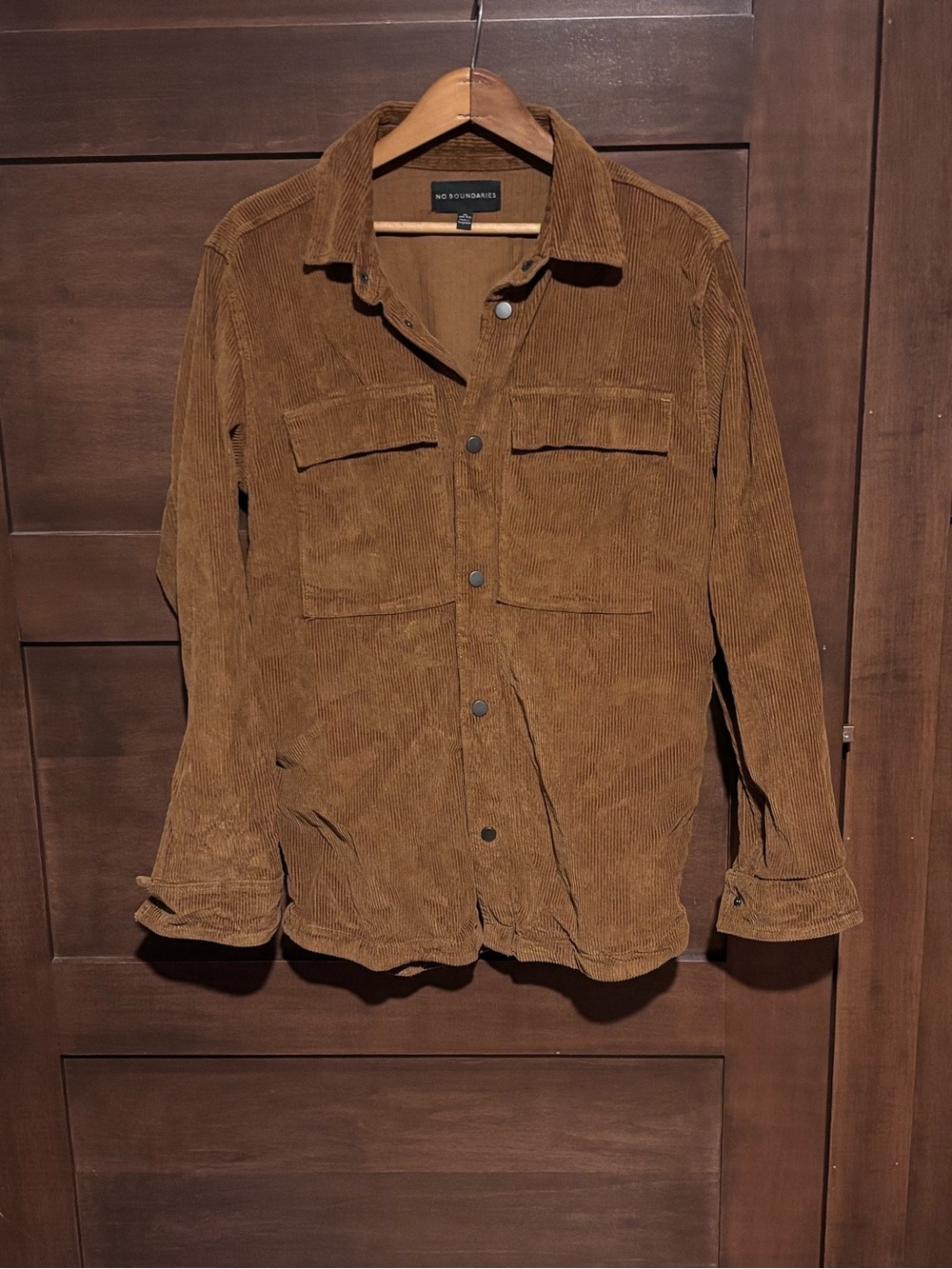 No Boundaries Men's Chest-Pocket Corduroy Shirt Jacket - Brown